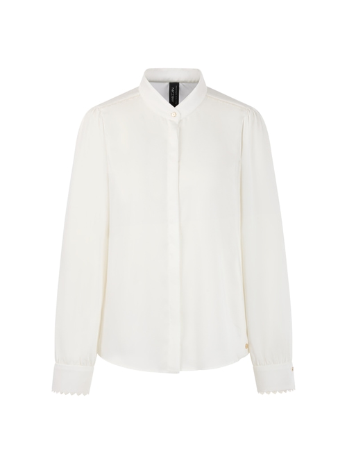 Marc Cain Women's White Blouse With Lace And Stand-Up Collar, 20 (N7)