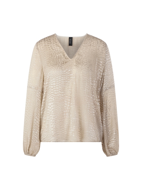 Marc Cain Women's White Dévoré Satin Blouse With Leopard Pattern, 14 (N4)