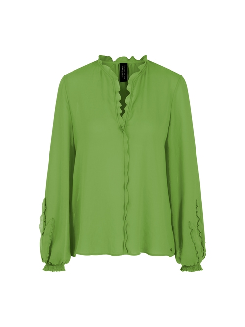 Marc Cain Women's Green Feminine Blouse With Ruffle, 18 (N6)