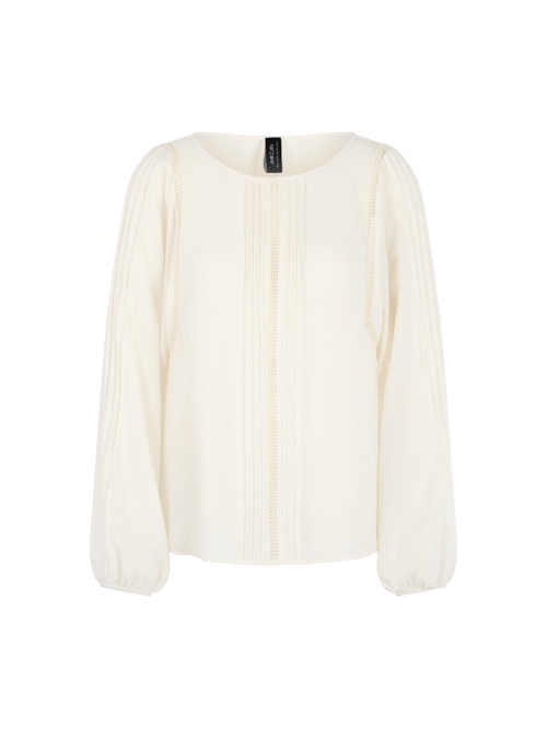 Marc Cain Women's White Blouse With Lace And Pintucks, 10 (N2)
