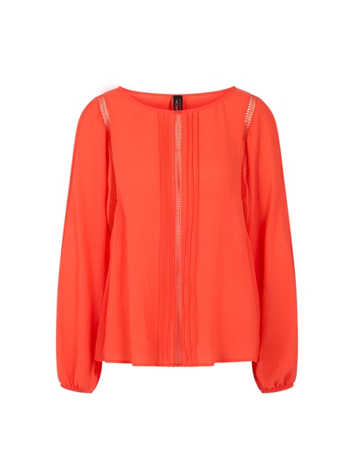 Marc Cain Women's Red Blouse With Lace And Pintucks, 14 (N4)