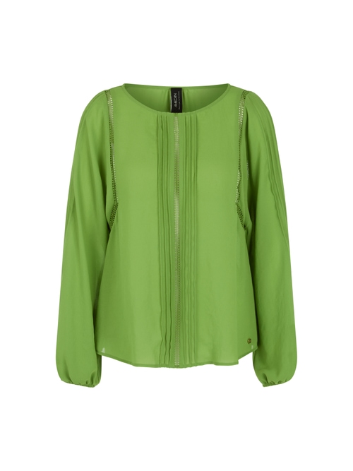 Marc Cain Women's Green Blouse With Lace And Pintucks, 10 (N2)