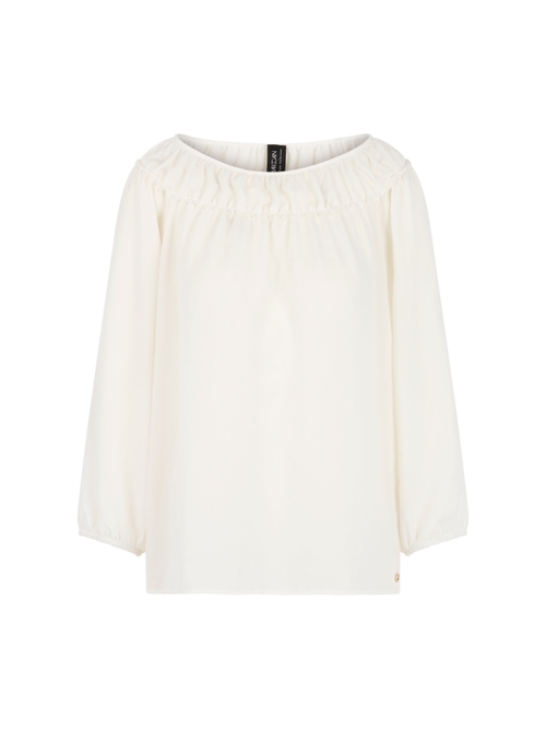 Marc Cain Women's White Blouse With Carmen Neckline, 12 (N3)