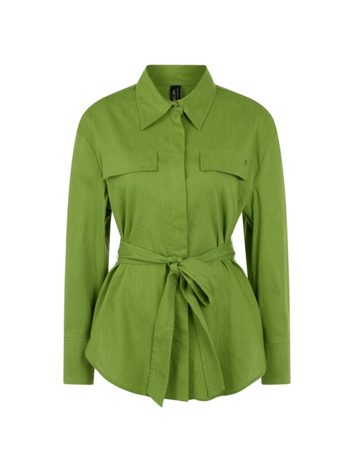 Marc Cain Women's Green Linen-Viscose Blend Safari Blouse, 8 (N1)