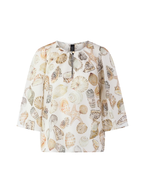 Marc Cain Women's White Delicate Blouse With Shell Print, 18 (N6)