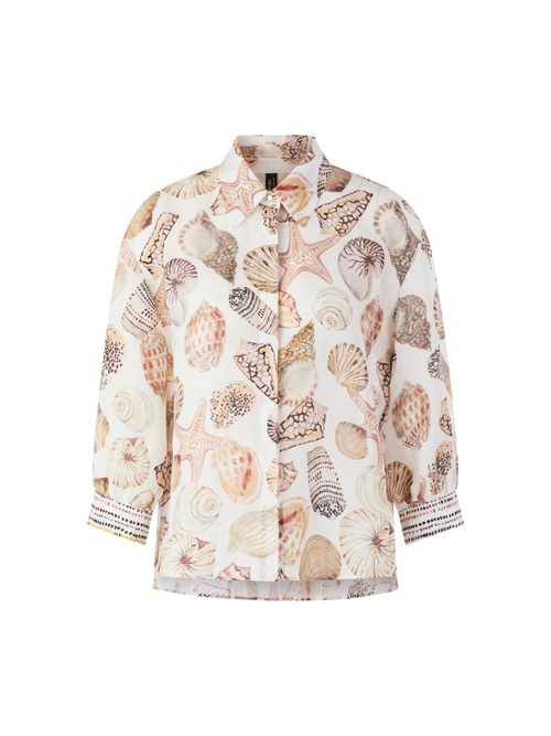 Marc Cain Women's White Linen-Silk Shirt Blouse, 8 (N1)