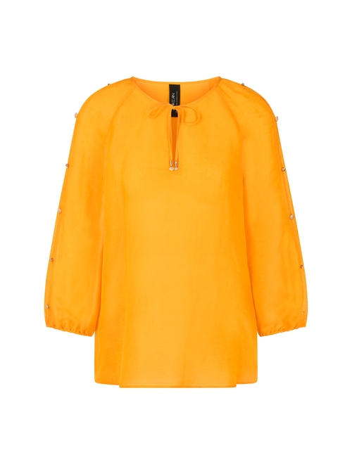 Marc Cain Women's Yellow Blouse In Linen-Silk Blend, 18 (N6)