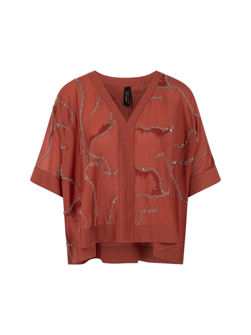 Marc Cain Women's Yellow Flared Blouse With Embellishment, 8 (N1)