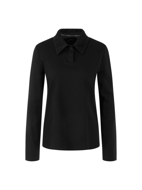 Marc Cain Women's Black Long-Sleeved Cotton Polo Shirt, 14 (N4)