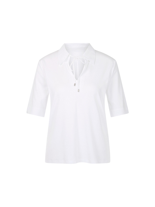 Marc Cain Women's White Plain Polo Shirt With Cord Detail, 18 (N6)