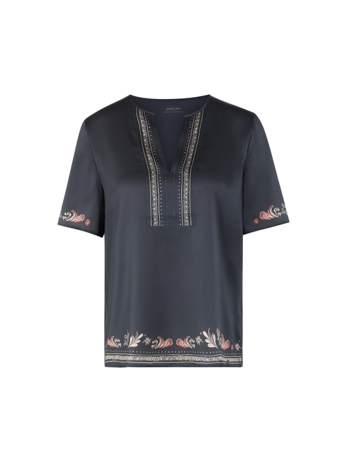 Marc Cain Women's Blue Blended Materials Blouse Shirt, 8 (N1)