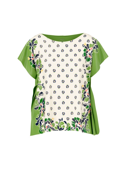 Marc Cain Women's White Blouse-Style Top With Hibiscus Print, 12 (N3)