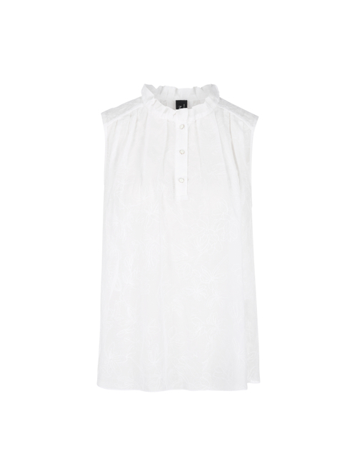 Marc Cain Women's White Top With Ruffles & Floral Embroidery, 16 (N5)