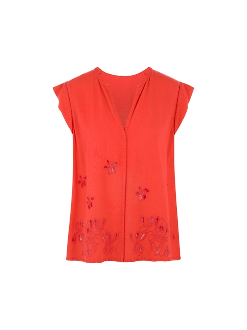 Marc Cain Women's Red Top With Broderie Anglaise, 14 (N4)