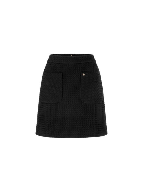 Marc Cain Women's Black Mini Skirt In Waffle Piqué With Pockets, 8 (N1)