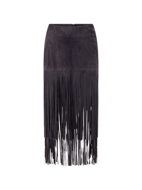 Marc Cain Women's Blue Midi Leather Skirt ‘Rethink Together’, 8 (N1)