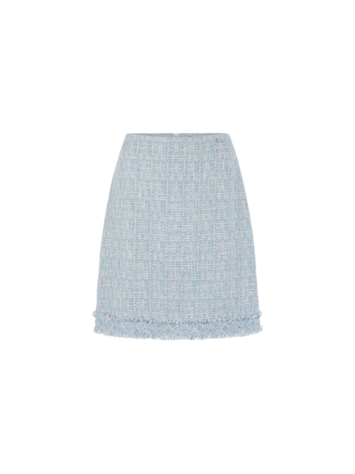 Marc Cain Women's Blue Bouclé Mini Skirt With Fringes, 8 (N1)