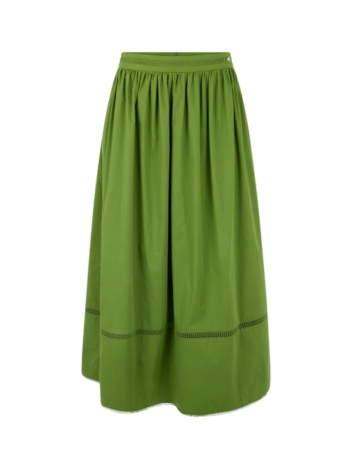 Marc Cain Women's Green Flared Maxi Skirt With Lace, 10 (N2)