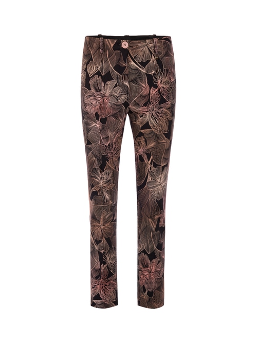 Marc Cain Women's Black Sydney Slim Trousers With Floral Print, 18 (N6)