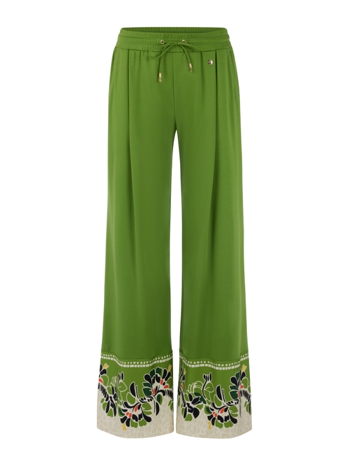 Marc Cain Women's Green Wedi Pull-On Hibiscus Flower Trousers, 14 (N4)