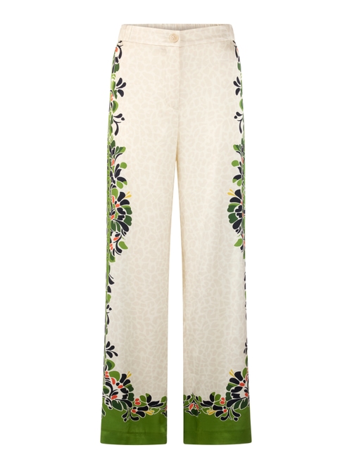 Marc Cain Women's White Warri Flowing Trousers With Print Mix, 14 (N4)