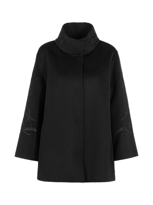 Marc Cain Women's Black Outdoor Jacket Made From 100% Wool, 12 (N3)