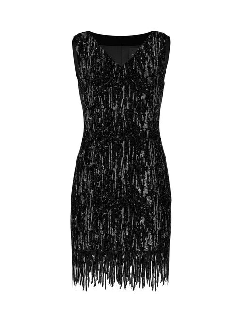 Marc Cain Women's Black Sheath Dress With Sequins, 8 (N1)