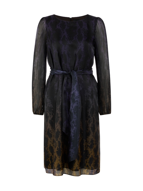 Marc Cain Women's Black Snake Print Dress With Pleated Sleeves, 8 (N1)