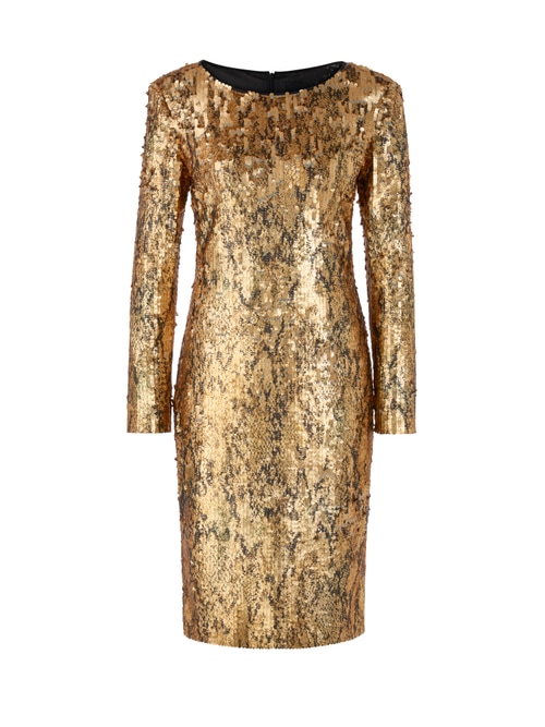 Marc Cain Women's Yellow Golden Sequin Dress, 8 (N1)