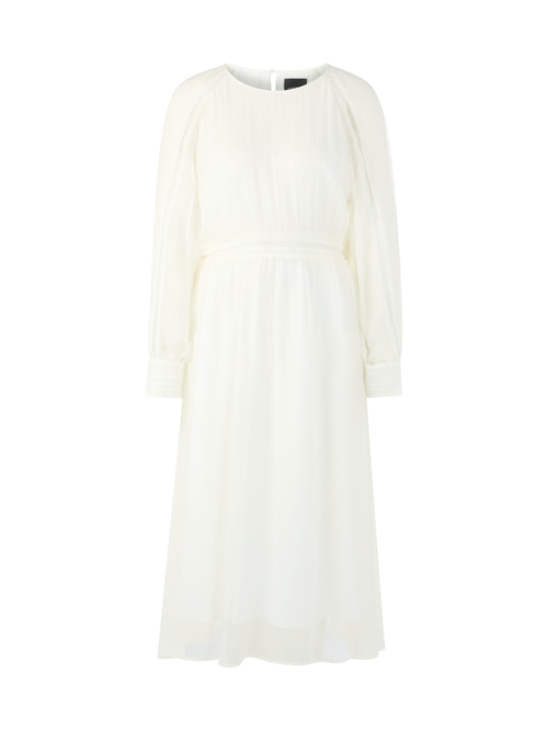 Marc Cain Women's White Crinkled Viscose Midi Dress, 10 (N2)