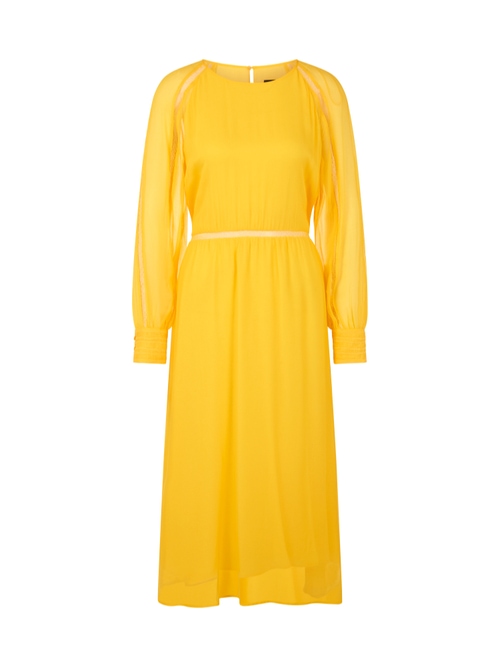 Marc Cain Women's Yellow Crinkled Viscose Midi Dress, 20 (N7)