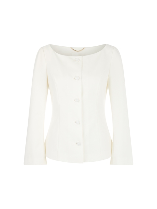 Marc Cain Women's White Elegant Jacket With Cinched Waist, 12 (N3)