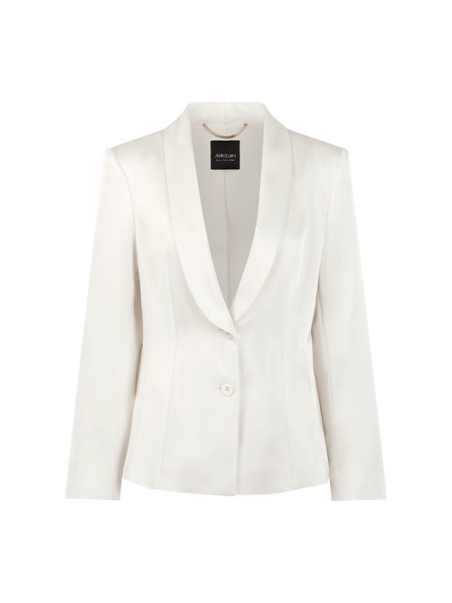 Marc Cain Women's White Elegant Blazer With Cinched Waist, 12 (N3)