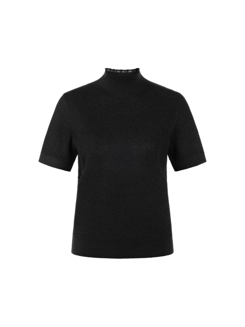 Marc Cain Women's Black Short-Sleeved Jumper With Lurex, 10 (N2)