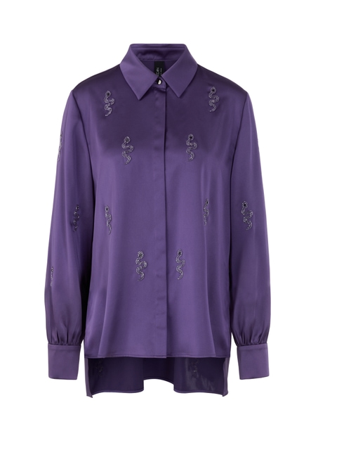 Marc Cain Women's Violet Party Blouse With Detailed Snake Embroid, 8 (N1)