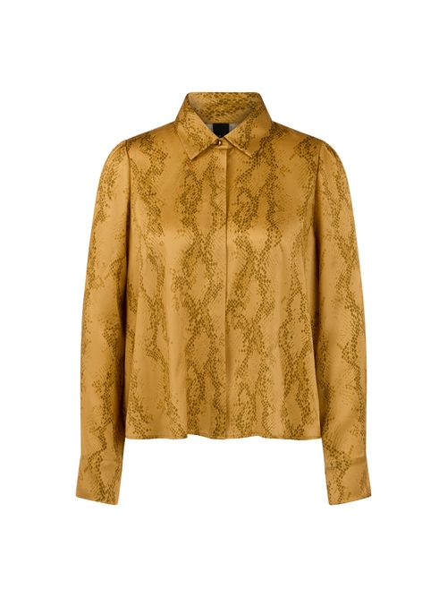 Marc Cain Women's Yellow Silk Blouse With Snake Print, 12 (N3)