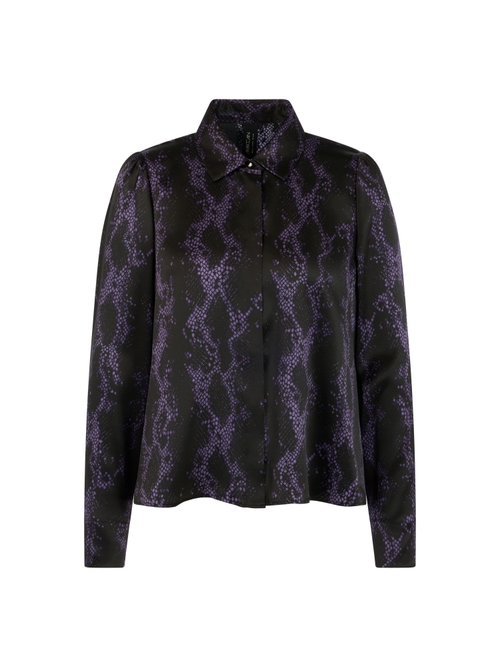 Marc Cain Women's Black Silk Blouse With Snake Print, 8 (N1)