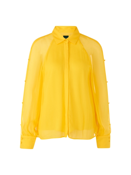 Marc Cain Women's Yellow Double-Layer Cut-Out Viscose Blouse, 8 (N1)
