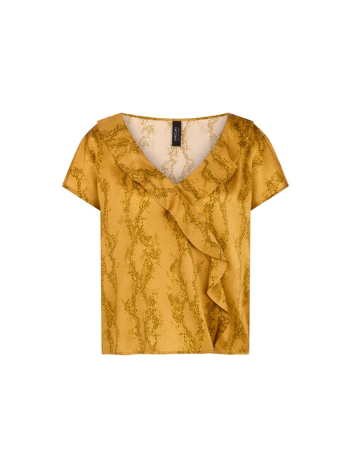Marc Cain Women's Yellow Silk Top With Snake Print, 8 (N1)