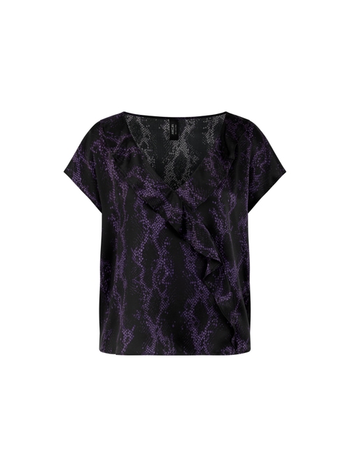 Marc Cain Women's Black Silk Top With Snake Print, 8 (N1)