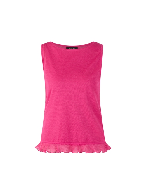 Marc Cain Women's Red Sleeveless Knit Top With Ruffle, 12 (N3)