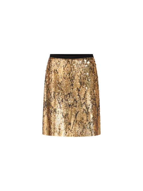 Marc Cain Women's Yellow Mini Skirt With Gold Sequins, 8 (N1)
