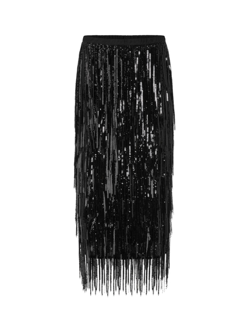 Marc Cain Women's Black Skirt With Sequin Fringes, 8 (N1)