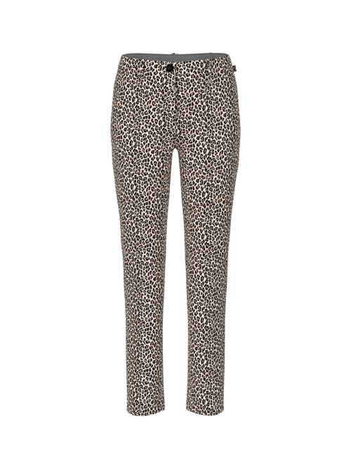 Marc Cain Women's White Sydney Slim Fit Pants With Leopard Print, 18 (N6)