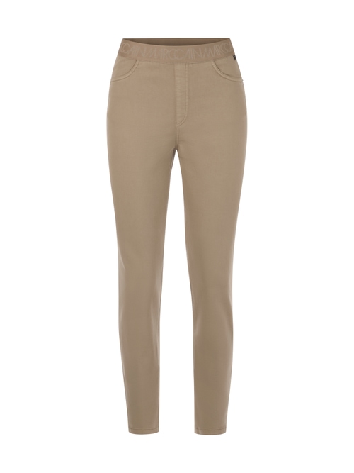 Marc Cain Women's Brown Sofia Slim Fit Pants With Logo Waistband, 8 (N1)