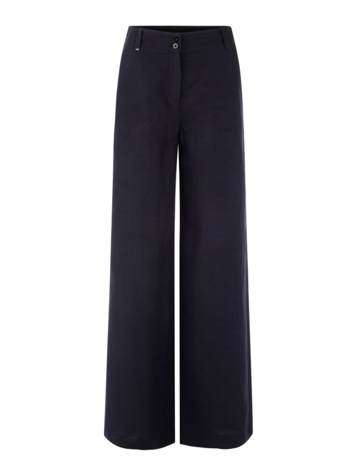 Marc Cain Women's Blue Waukee Viscose-Linen Blend Trousers, 8 (N1)