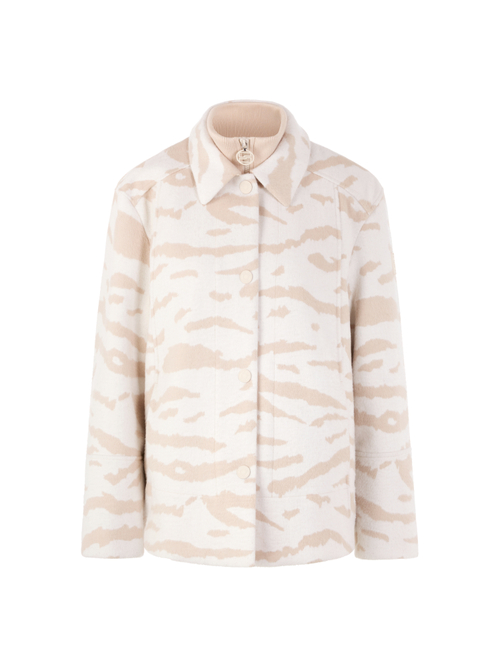 Marc Cain Women's White Shirt Jacket With Animal Print, 10 (N2)