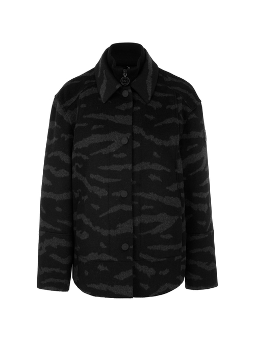 Marc Cain Women's Black Shirt Jacket With Animal Print, 10 (N2)