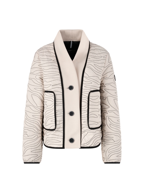 Marc Cain Women's White Short Quilted Jacket With Knit Detail, 18 (N6)