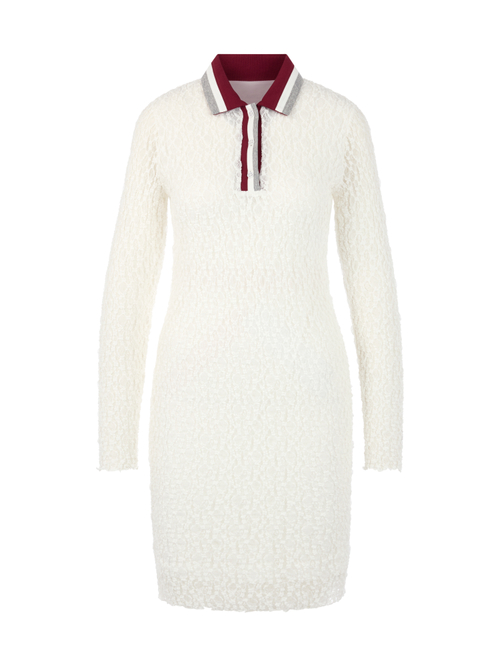 Marc Cain Women's White Polo Dress With Mesh Look, 12 (N3)